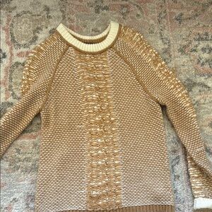 Women's Tan and Cream Sweater